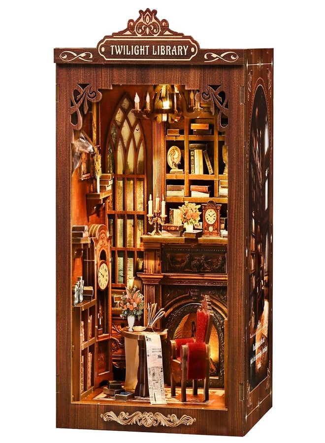 مجموعة AEVORA Book Nook Kits، ألغاز خشبية ثلاثية الأبعاد للكبار، مجموعة بيت الدمى المصغر، مجموعة بناء منزل مصغر، ديكور رف الكتب - هدية مثالية للعائلة والأصدقاء - Image 1